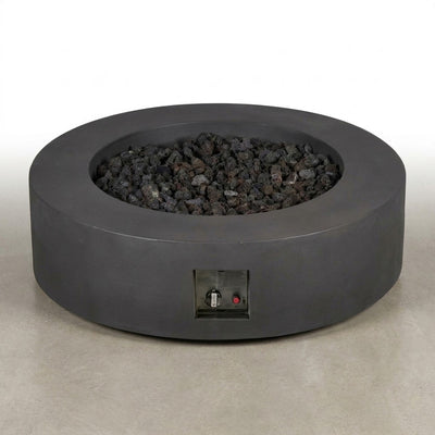 Outdoor Fire Pit Designed for Year-Round Entertaining, GFRC Construction, 43-Inch Round, Lava Rocks