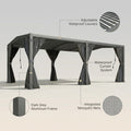 Louvered Pergola Designed for Year-Round Outdoor Comfort, 12X20 Coverage, Adjustable Rainproof Roof, Waterproof Curtains
