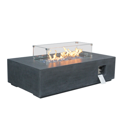 52-Inch GFRC Propane Fire Pit Table, 65,000 BTU, Dark Gray