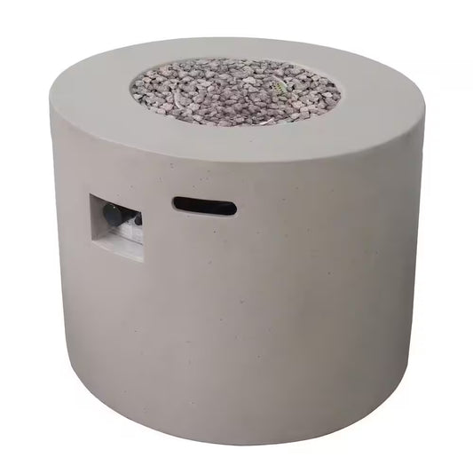 Zachary 31 In. X 24.5 In. Circular Concrete Propane Outdoor Patio Fire Pit in Light Gray