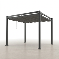 10 Ft. W X 10 Ft. D Aluminum Pergola Outdoor with Dark Gray Retractable Canopy — Studio Shot