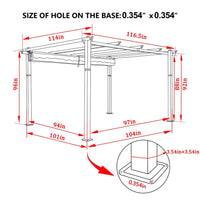 Outdoor Pergola Built for Year-Round Shade, 10x10 Aluminum Frame, Retractable Canopy, Weather Resistant