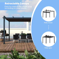 Outdoor Pergola Built for Year-Round Shade, 10x10 Aluminum Frame, Retractable Canopy, Weather Resistant