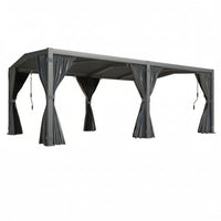 Louvered Pergola Designed for Year-Round Outdoor Comfort, 12X20 Coverage, Adjustable Rainproof Roof, Waterproof Curtains
