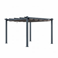 Outdoor Pergola Built for Year-Round Shade, 10x10 Aluminum Frame, Retractable Canopy, Weather Resistant
